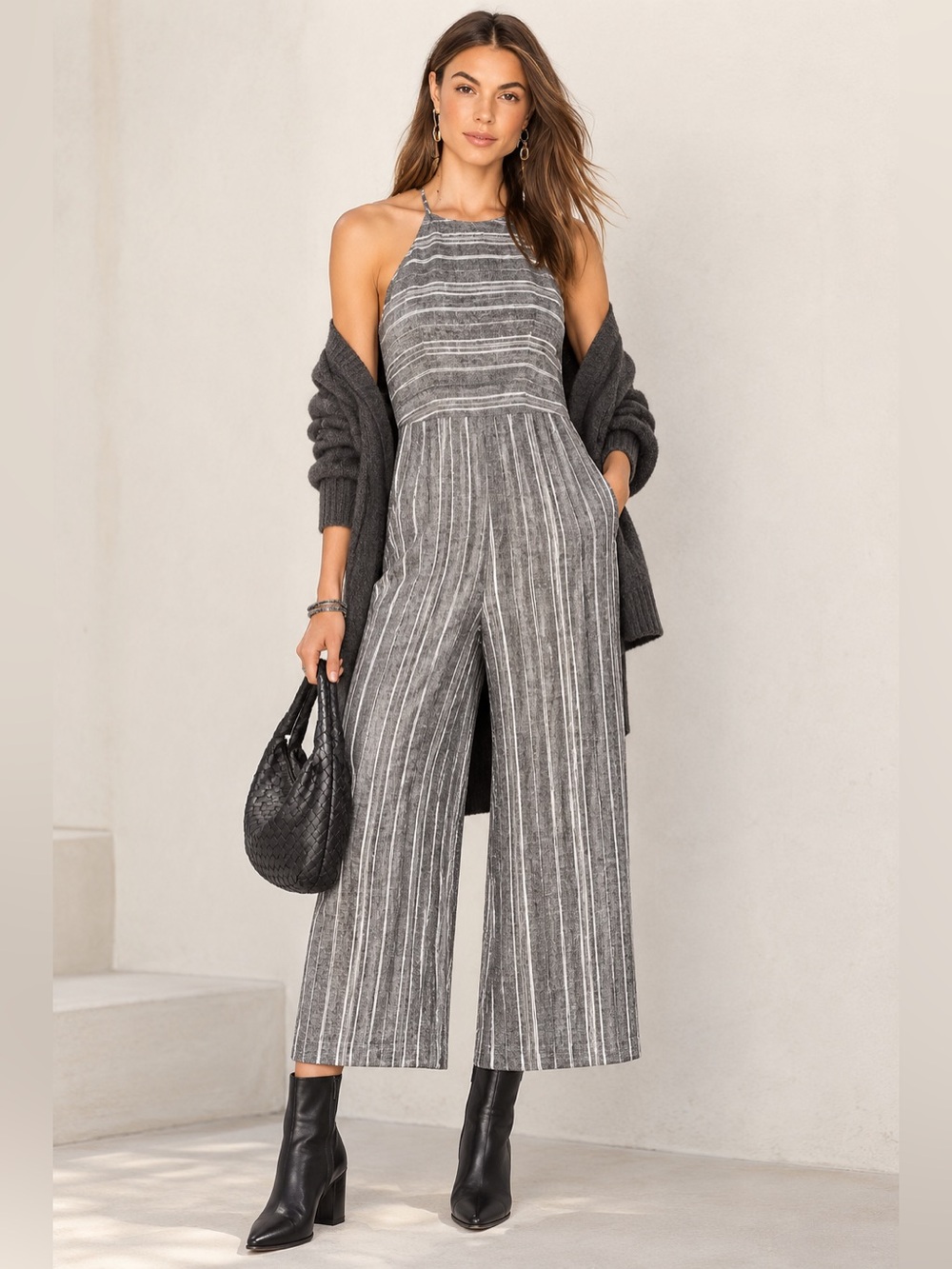 Heartloom Ariana REVOLVE Striped Linen Cotton Wide Leg Jumpsuit M NWT